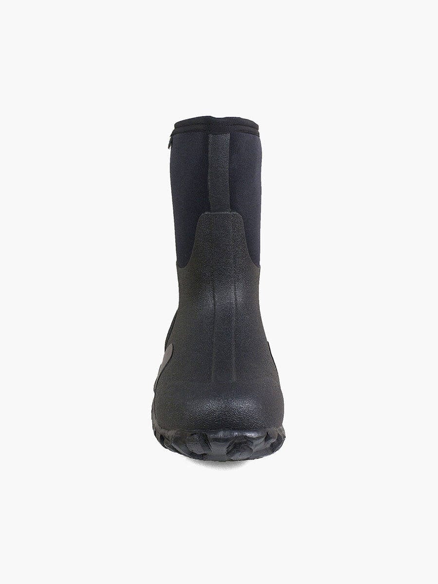 Bogs Classic Mid Boot front view in black with durable waterproof construction and textured outsole.