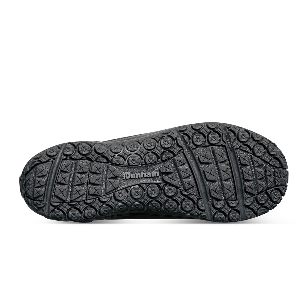 Dunham Cloud Boots outsole featuring textured black rubber grip pattern and branded logo, sole/bottom view.
