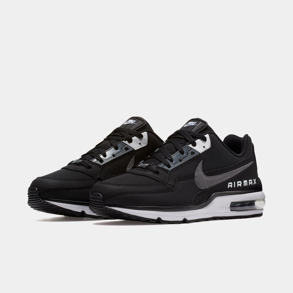 Black Nike Air Max sneakers on a white background
