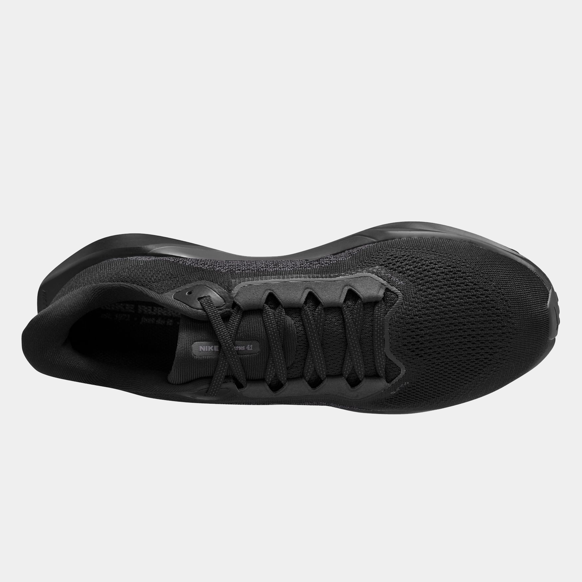 A pair of black  Nike Air Zoom Pegasus 41 running shoes with red accents on a white background.