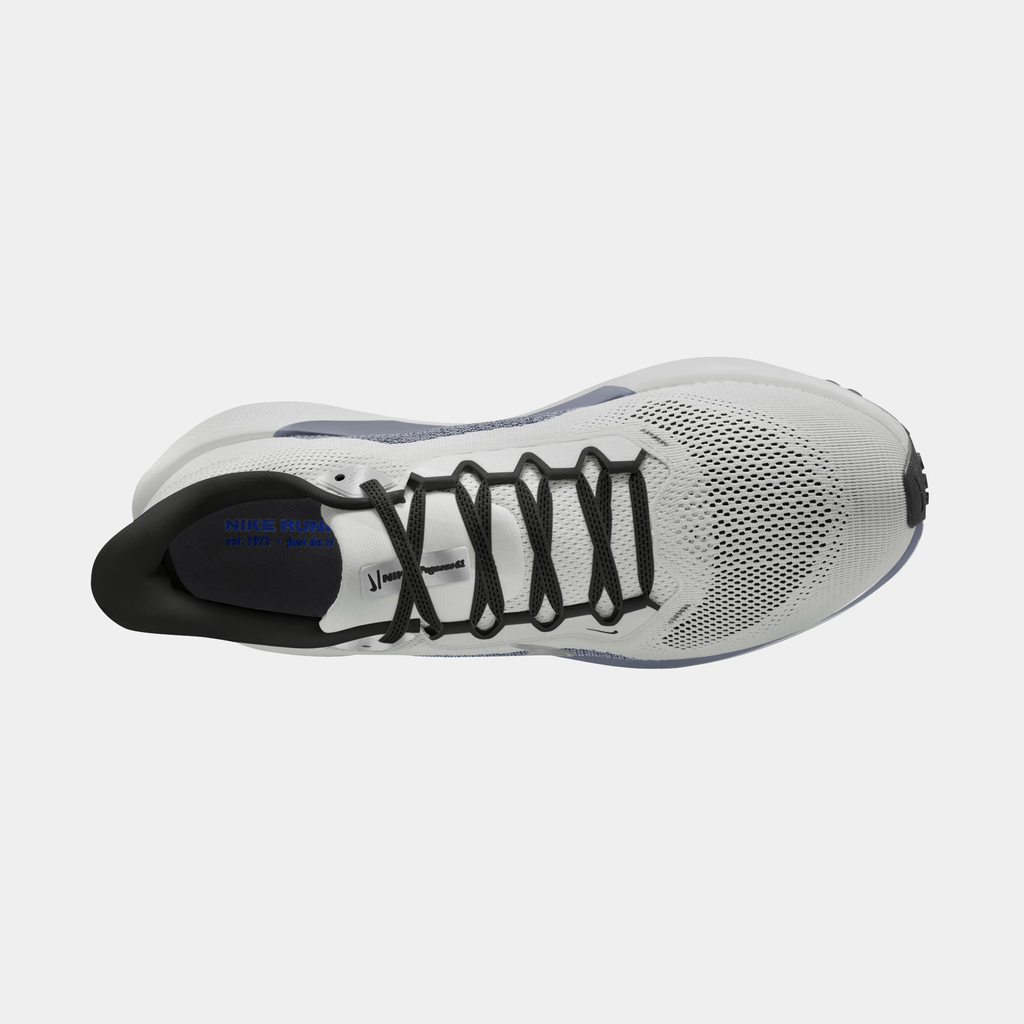 A pair of white and black Nike Air Zoom Pegasus 41 running shoes with a white and black sole.