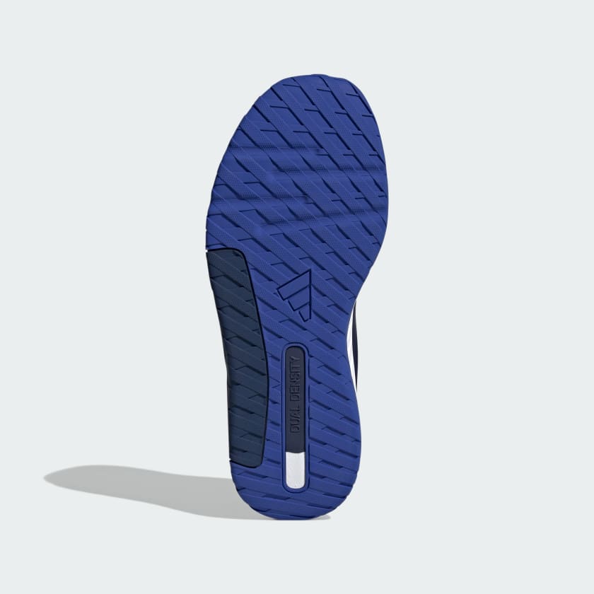 Adidas Everyset Trainer outsole in blue with textured grip and dual-density midsole technology.