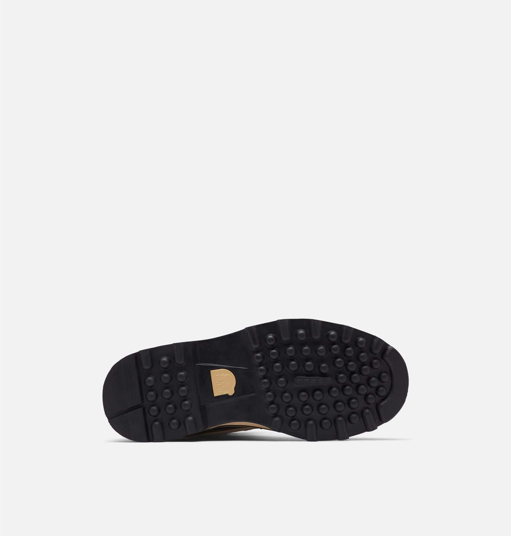 Sorel Caribou Winter Boots outsole in black with textured tread for grip and durability, bottom view.