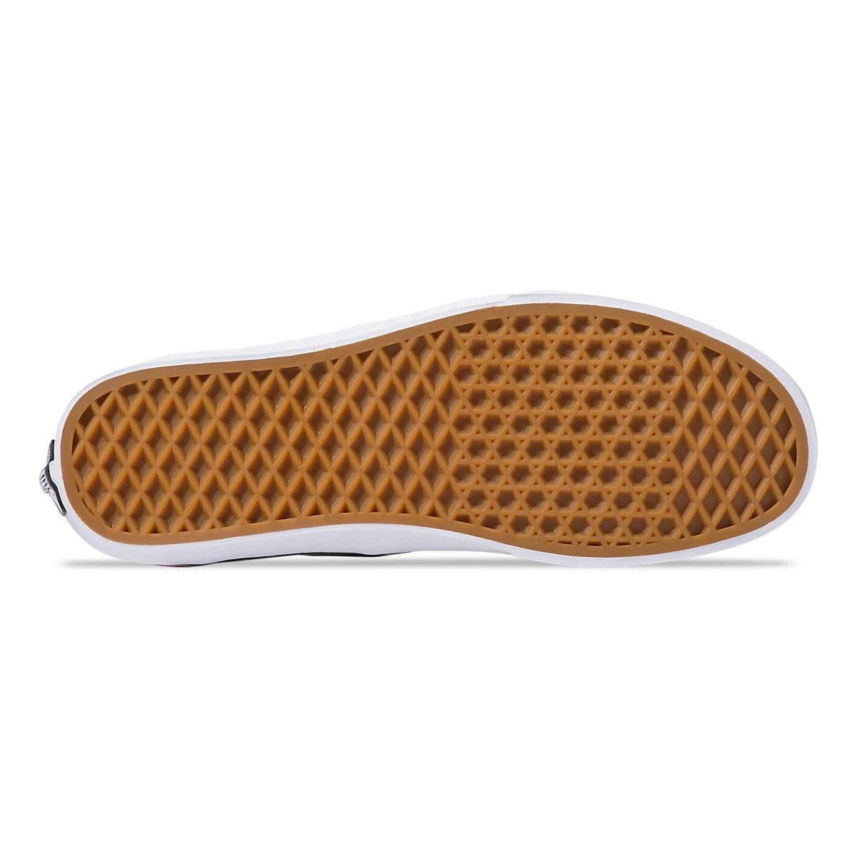 Vans Authentic shoes outsole with signature waffle tread pattern in gum rubber, sole/bottom view.